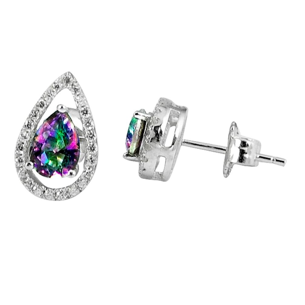 3.58cts multicolor rainbow topaz topaz 925 sterling silver stud earrings a45629