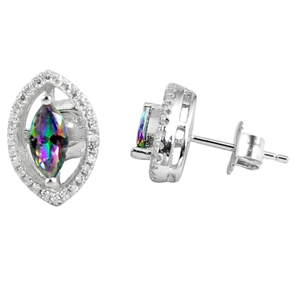 4.43cts multicolor rainbow topaz topaz 925 sterling silver stud earrings a45635