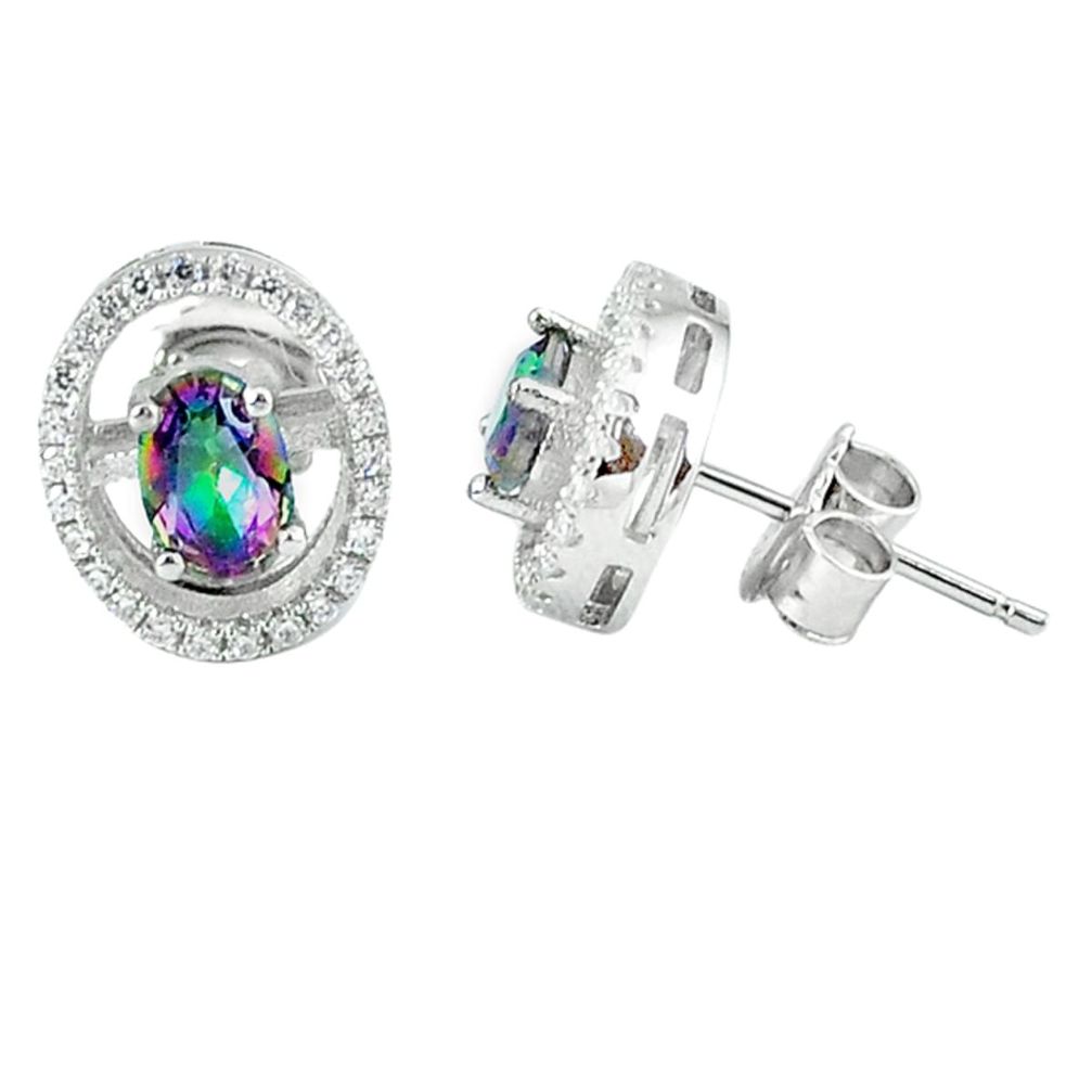 4.18cts multicolor rainbow topaz topaz 925 sterling silver stud earrings a45648