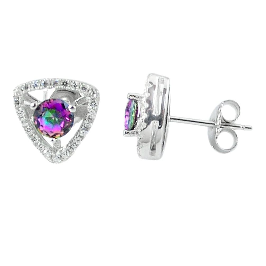 3.92cts multicolor rainbow topaz topaz 925 sterling silver stud earrings a45653