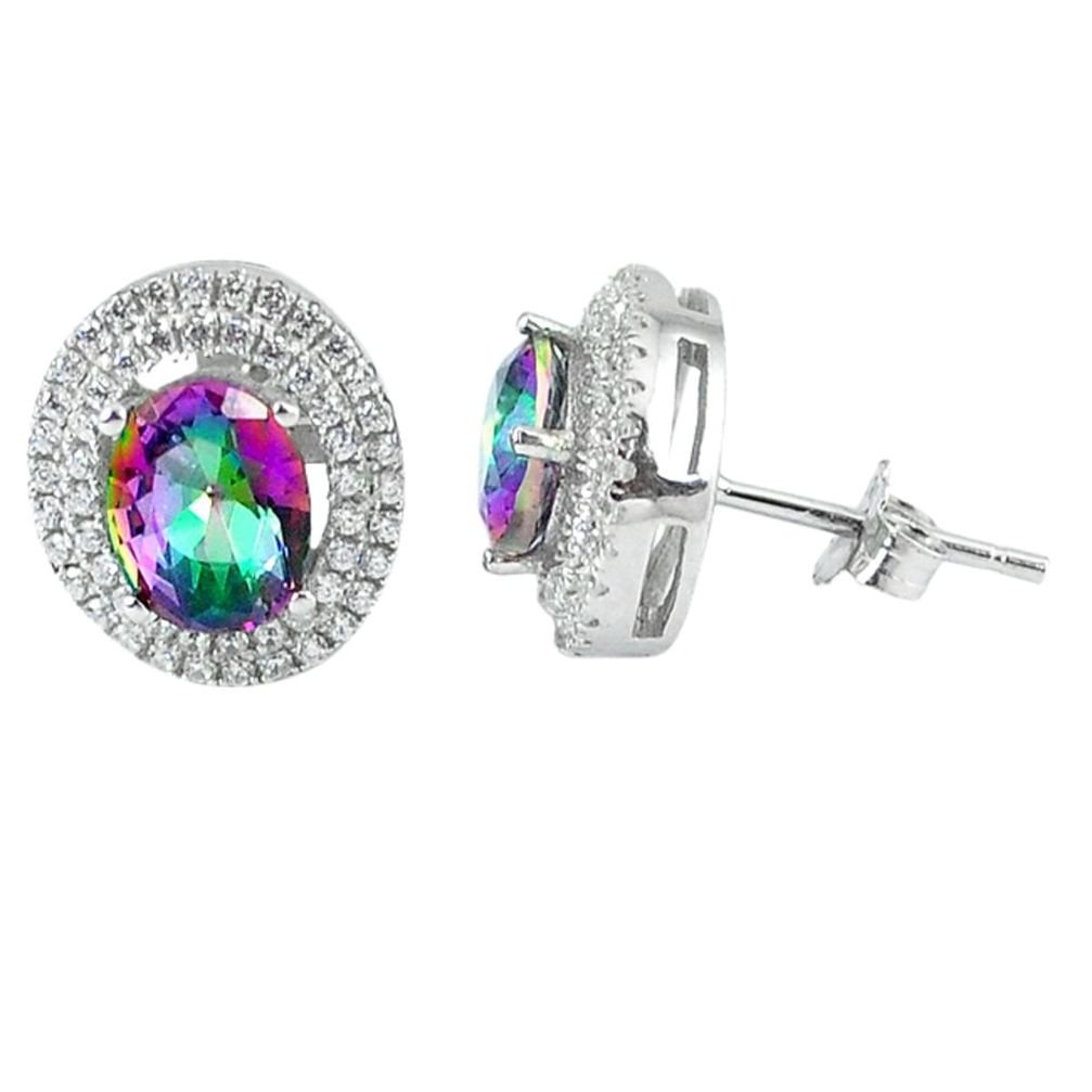 6.84cts multicolor rainbow topaz topaz 925 sterling silver stud earrings a45655