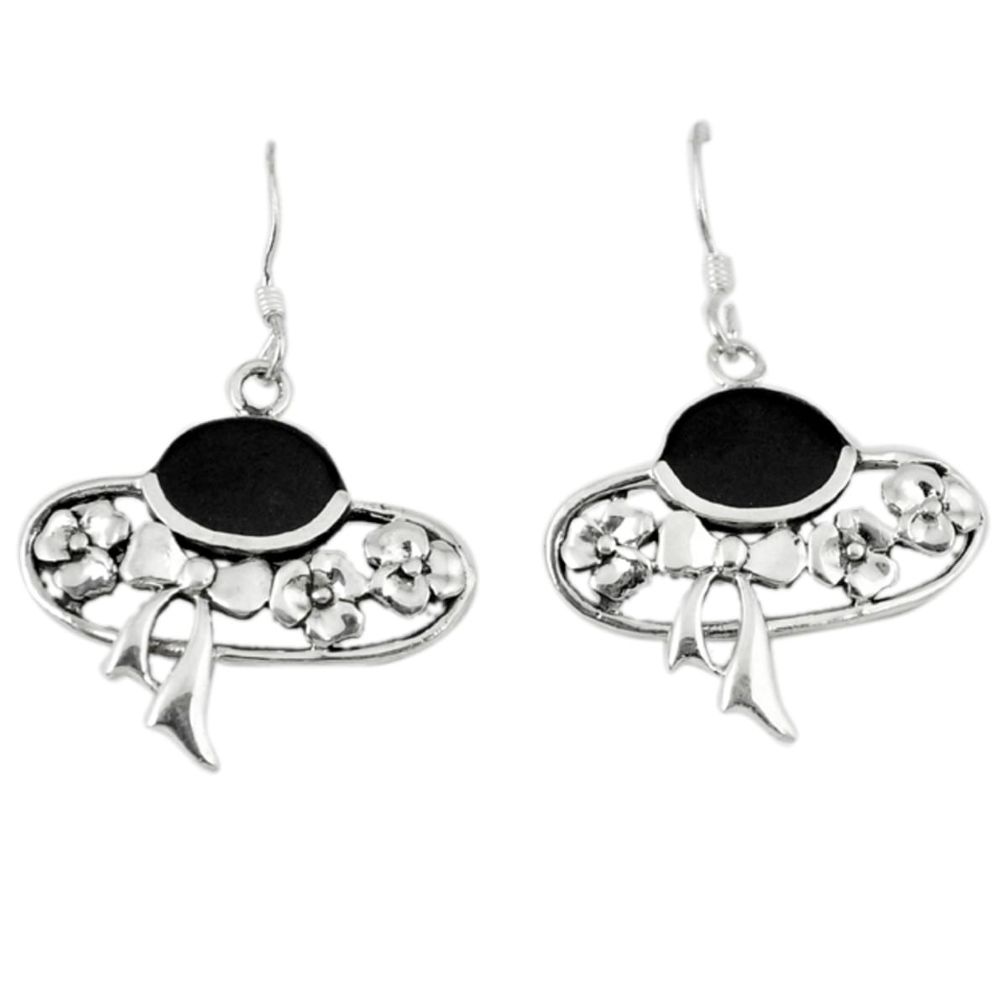 4.66cts natural black onyx 925 sterling silver dangle earrings jewelry a45664