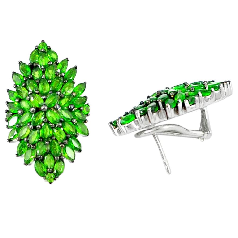 Natural green chrome diopside 925 sterling silver stud earrings a47041