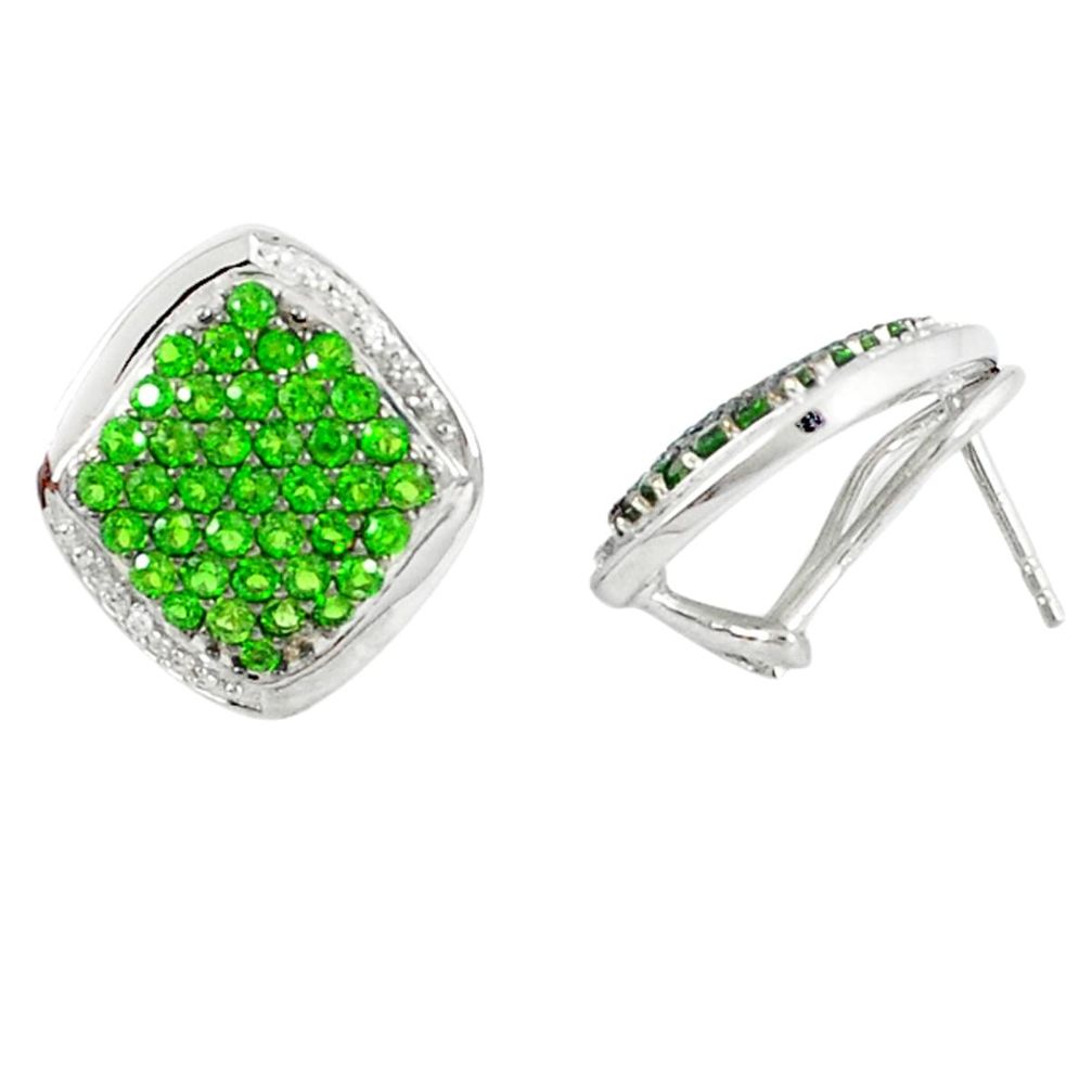 Natural green chrome diopside topaz 925 sterling silver stud earrings a47053