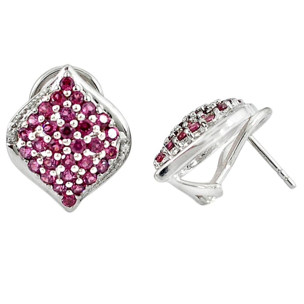 Natural pink rhodolite topaz 925 sterling silver stud earrings jewelry a47062