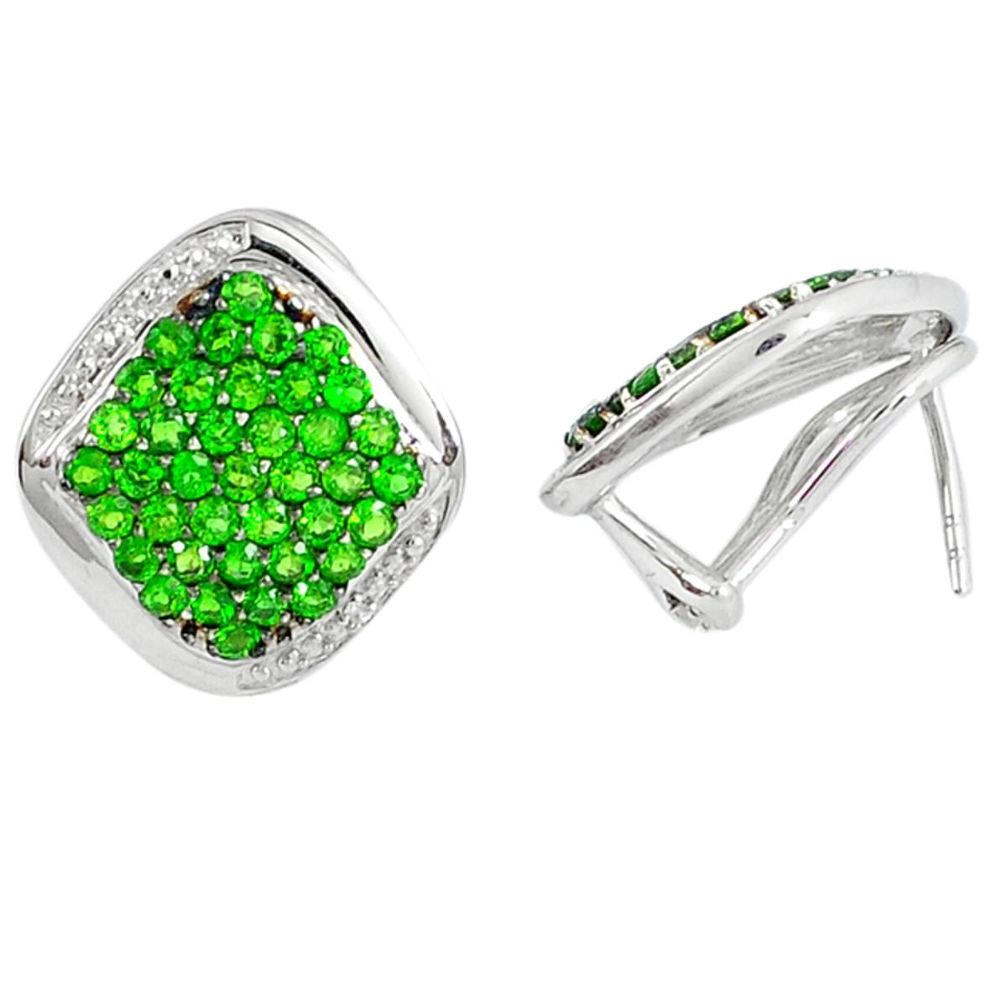 Natural green chrome diopside topaz 925 silver stud earrings jewelry a47067