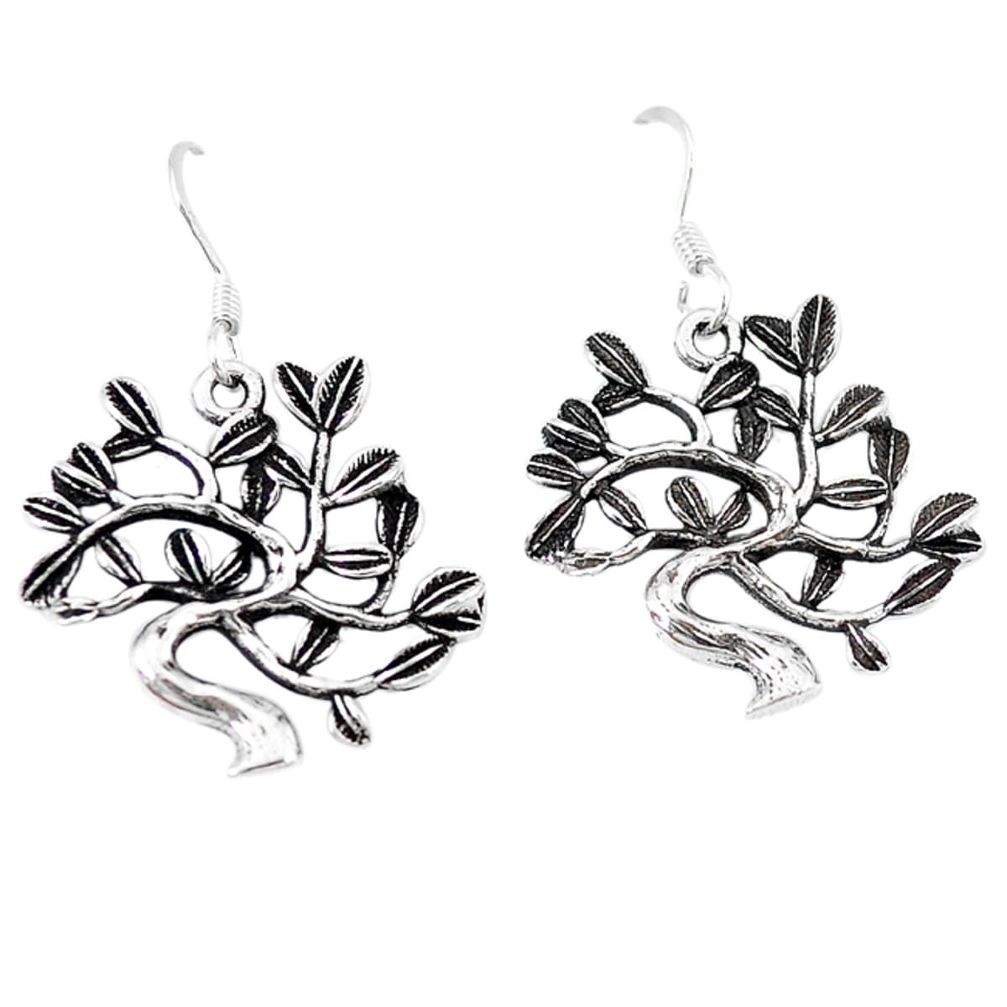 Indonesian bali style solid 925 sterling silver tree of life earrings a48014