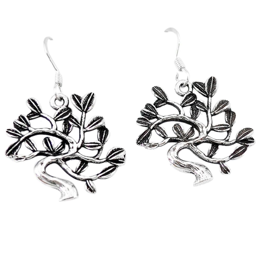 Indonesian bali style solid 925 silver tree of life earrings jewelry a48018