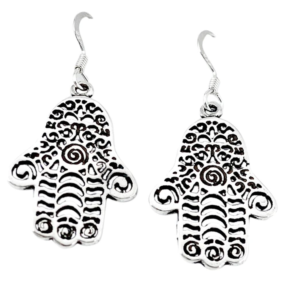 925 silver indonesian bali style solid hand of god hamsa earrings jewelry a48040