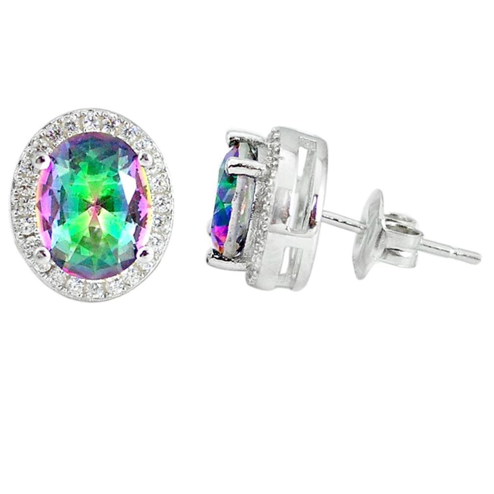 Multi color rainbow topaz topaz 925 sterling silver stud earrings a48734