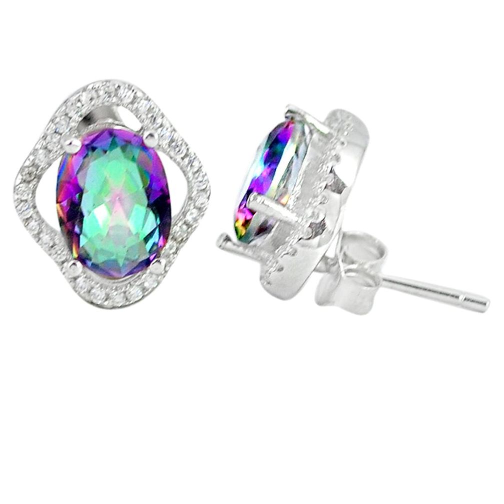 925 sterling silver multi color rainbow topaz topaz stud earrings jewelry a48739