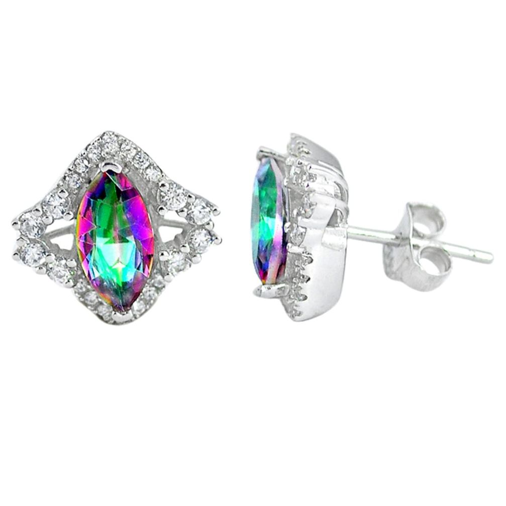 Multi color rainbow topaz topaz 925 sterling silver stud earrings a48758