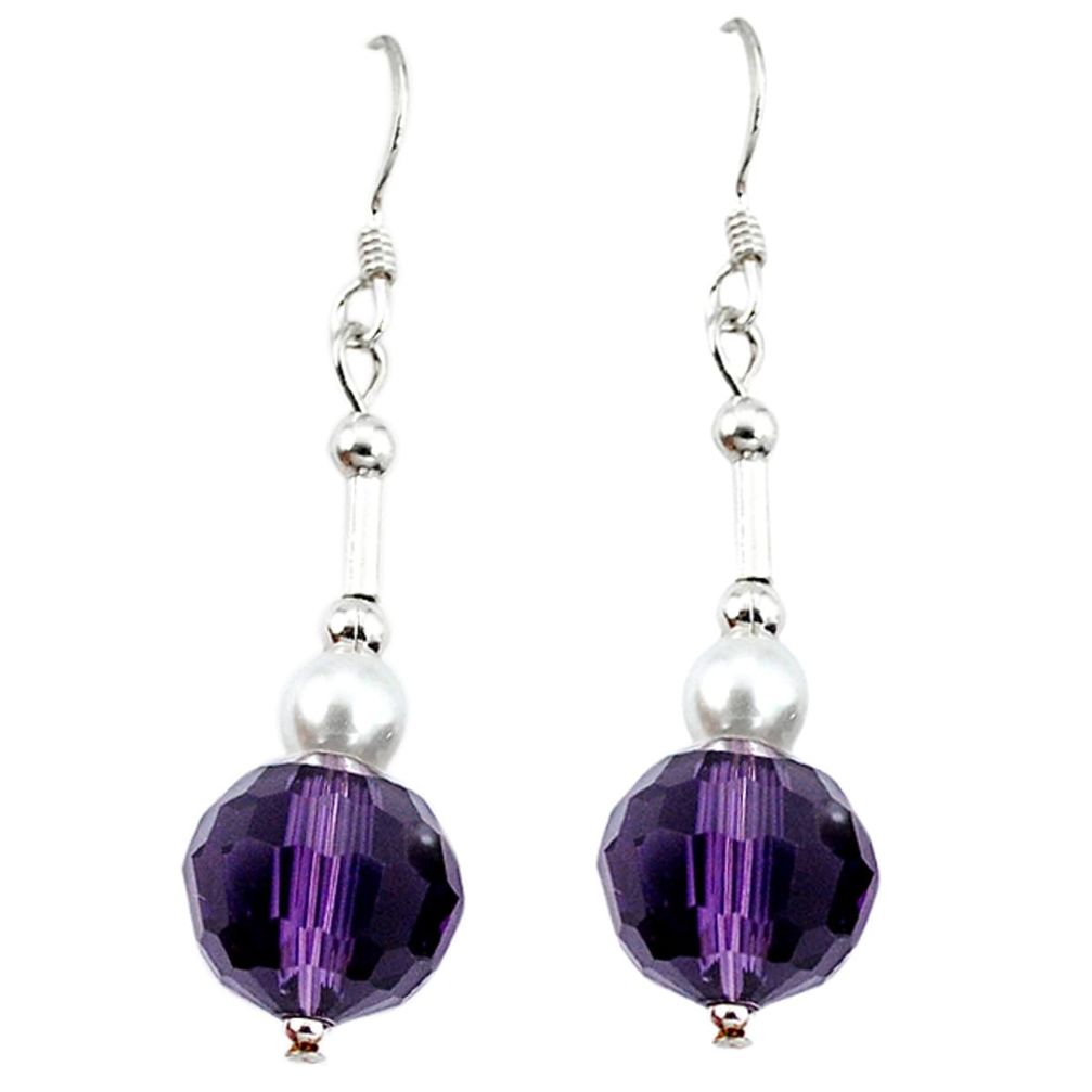 Clearance Sale-Natural purple amethyst pearl 925 sterling silver dangle earrings a49849