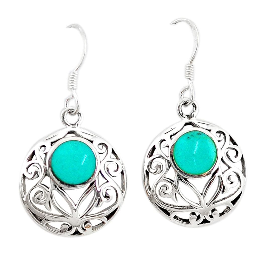 Clearance Sale-Fine green turquoise enamel 925 sterling silver dangle earrings a50074