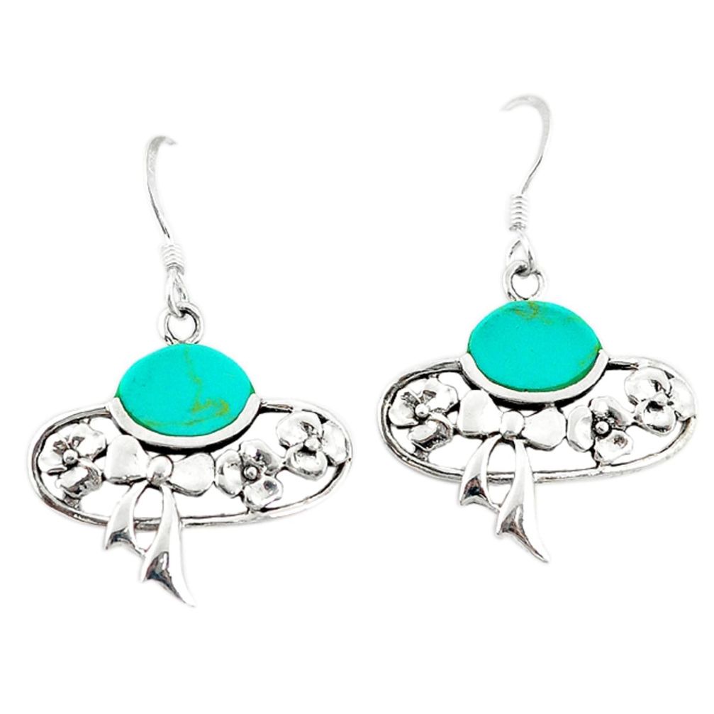 Clearance Sale-Fine green turquoise 925 sterling silver dangle earrings jewelry a50088