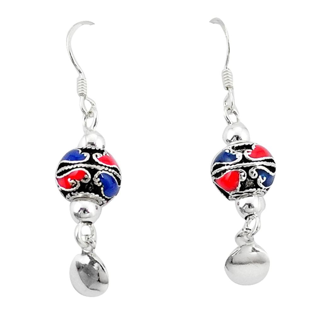 Clearance Sale-Indonesian bali style solid multi color enamel 925 silver ball earrings a50316