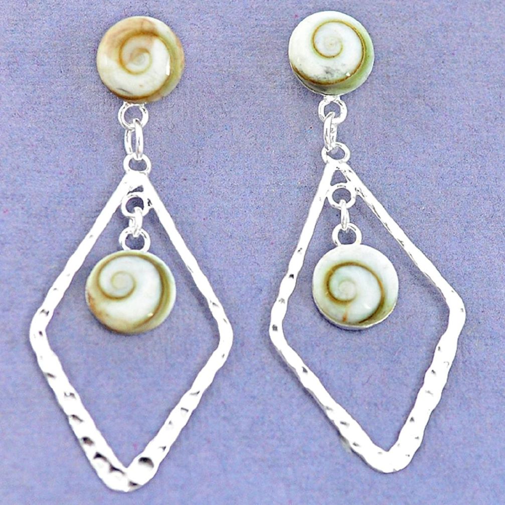 Natural white shiva eye 925 sterling silver earrings jewelry a52796