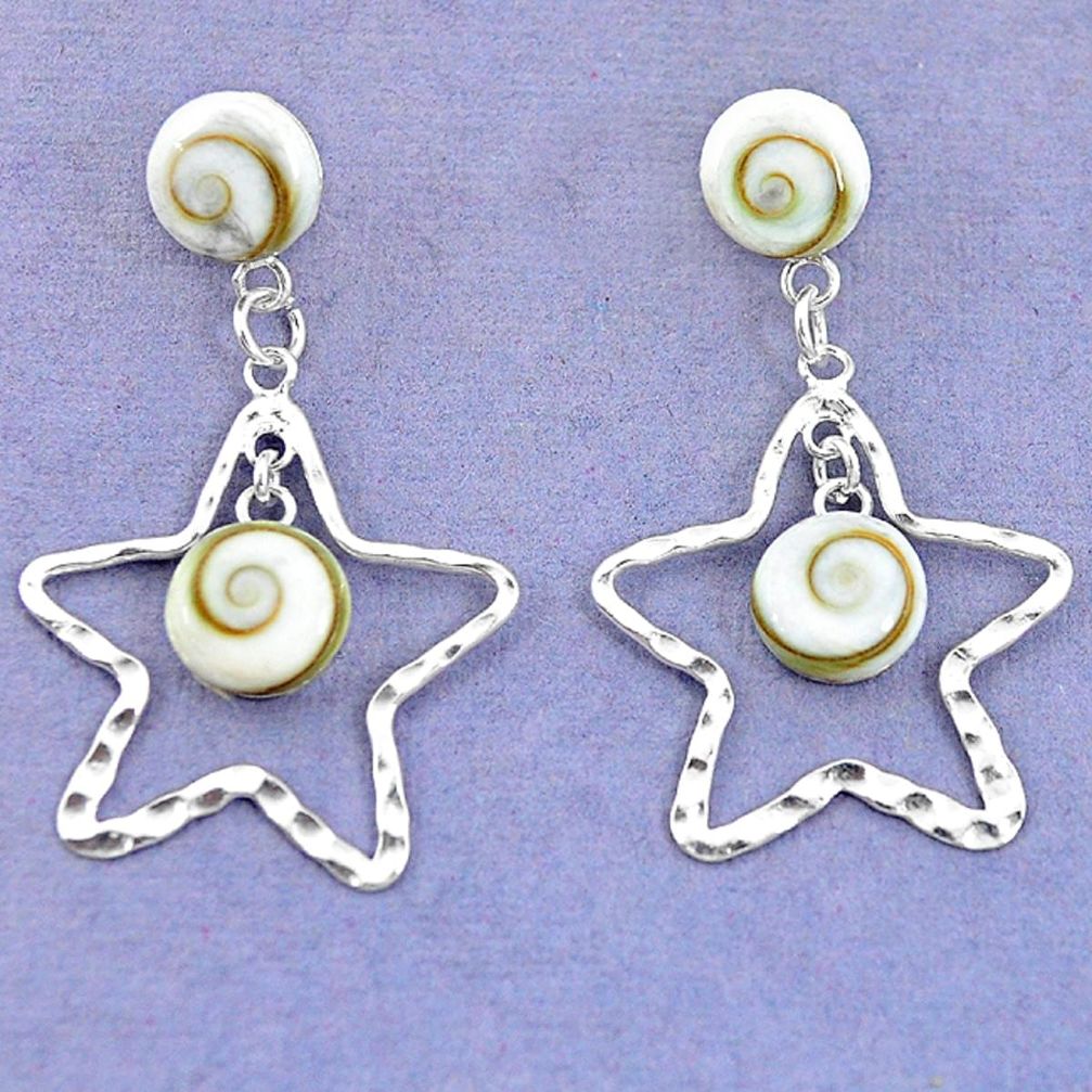 Clearance Sale-Natural white shiva eye 925 sterling silver dreamcatcher earrings a52820