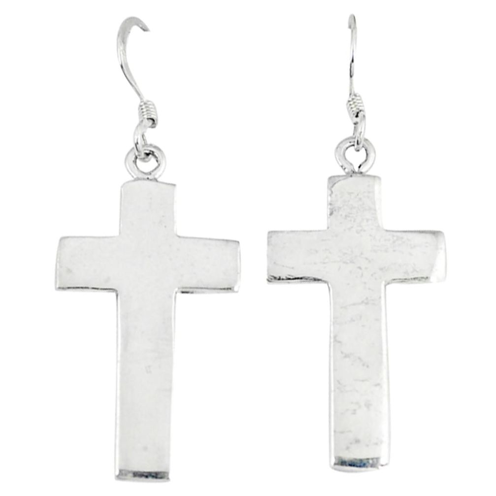 Clearance Sale-Indonesian bali style solid 925 silver holy cross earrings jewelry a53183