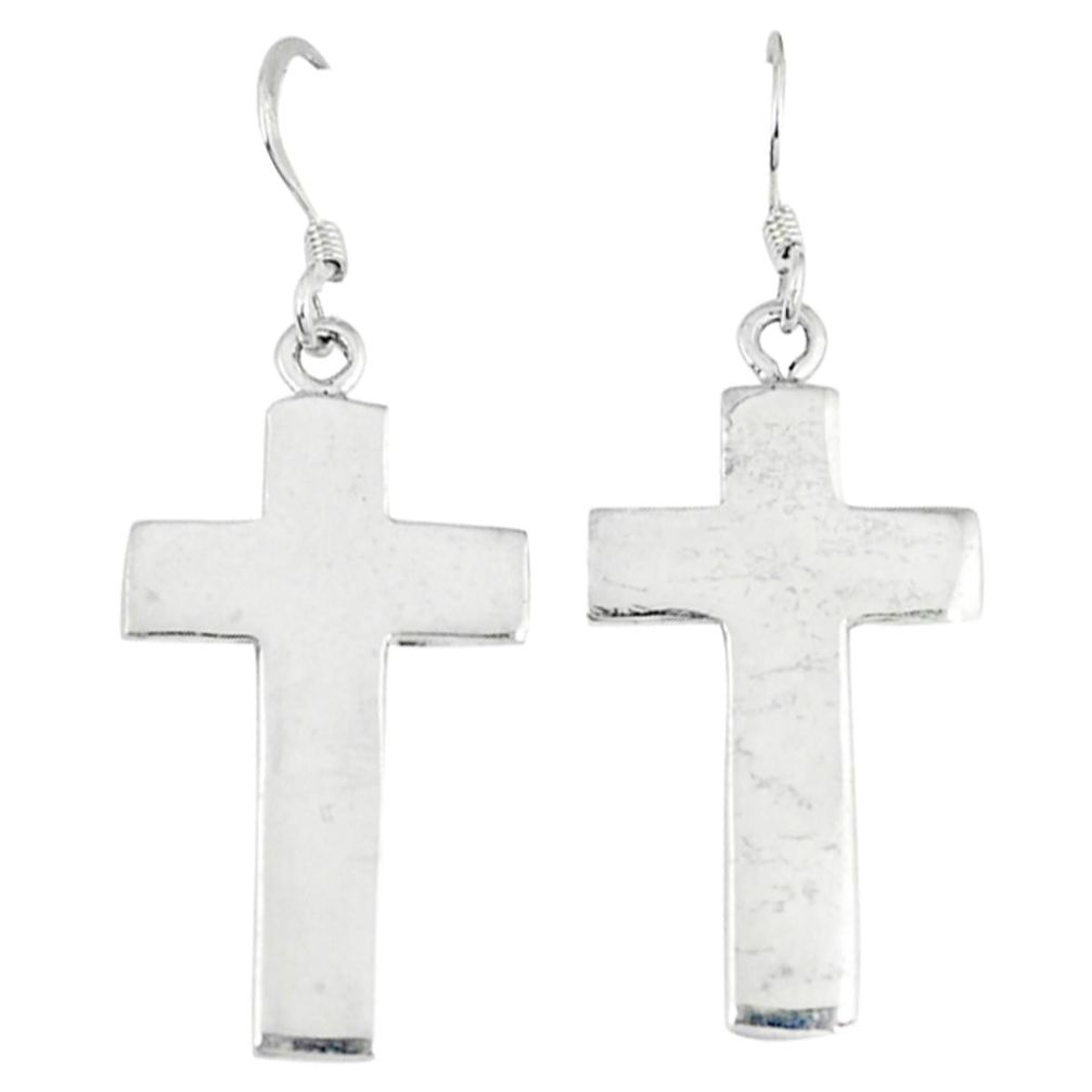 Clearance Sale-925 sterling silver indonesian bali style solid holy cross earrings a53184