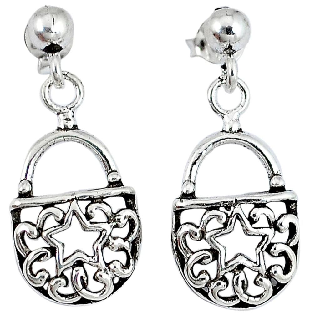 Clearance Sale-Indonesian bali style solid 925 silver sexy purse earrings jewelry a53198
