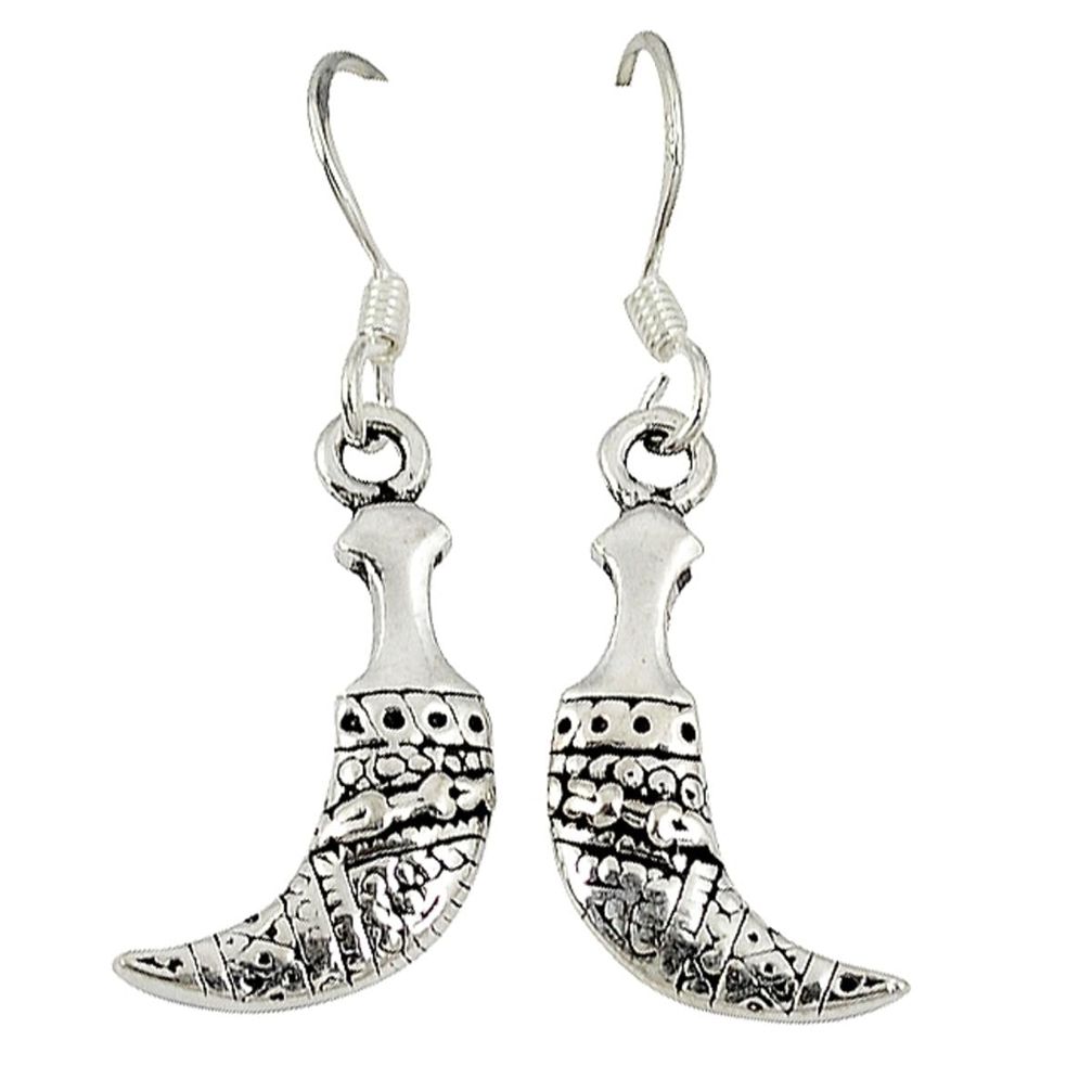 Clearance Sale-Indonesian bali style solid 925 sterling plain silver dangle earrings a53201