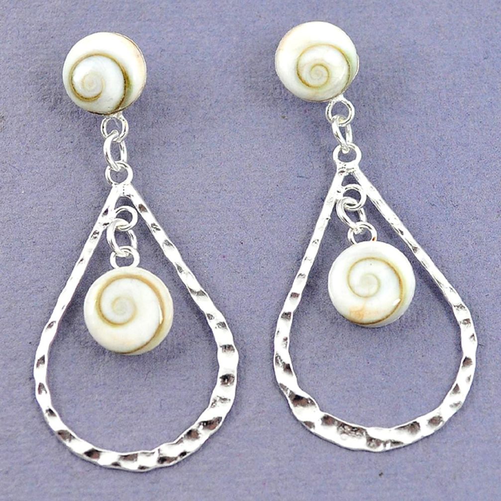 Clearance Sale-Natural white shiva eye 925 sterling silver earrings jewelry a57283
