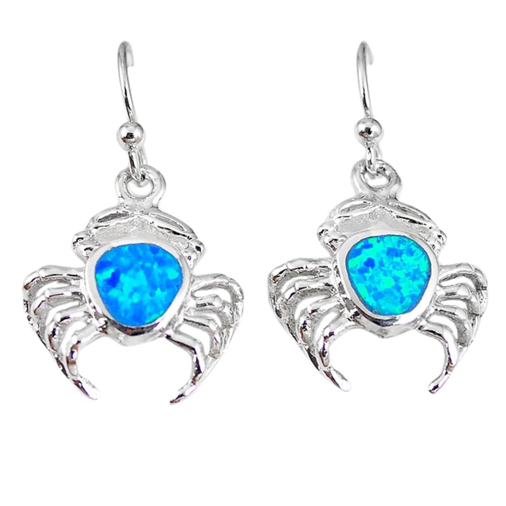 Clearance Sale-Blue australian opal (lab) 925 sterling silver dangle earrings jewelry a57401