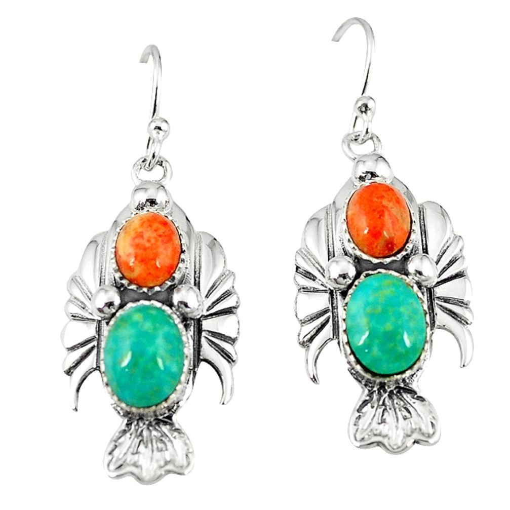 Clearance Sale-Southwestern multi color copper turquoise 925 silver dangle earrings a58287