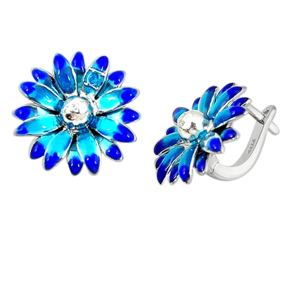 Multi color enamel 925 sterling silver stud flower earrings jewelry a59948