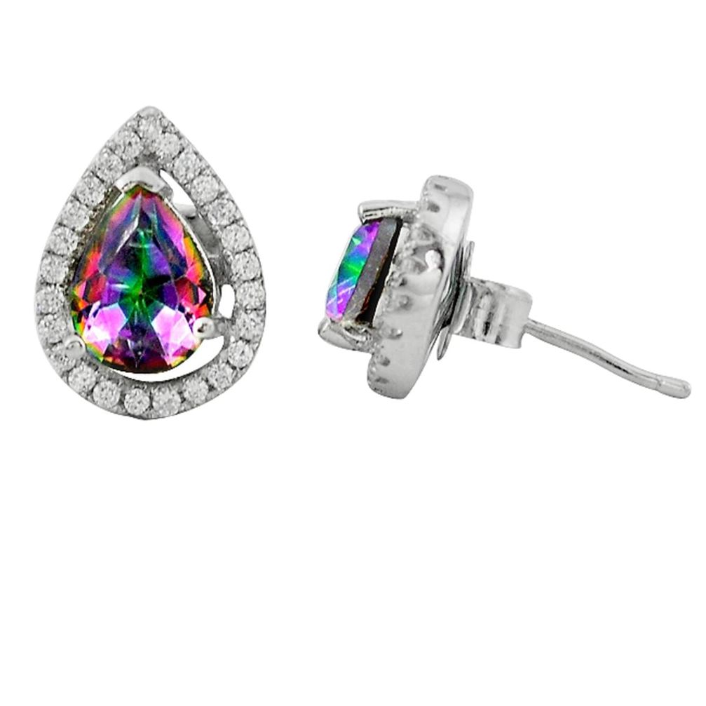 Multi color rainbow topaz topaz 925 sterling silver stud earrings a62422