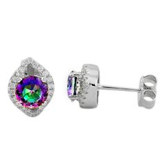 Multi color rainbow topaz topaz 925 sterling silver stud earrings a62423