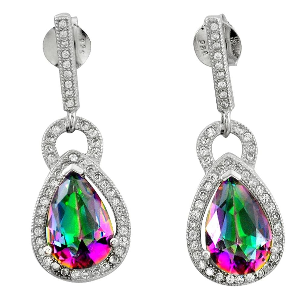 925 silver multi color rainbow topaz white topaz dangle earrings a62428