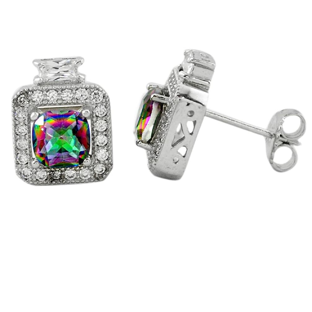 Multi color rainbow topaz topaz 925 sterling silver stud earrings a62455