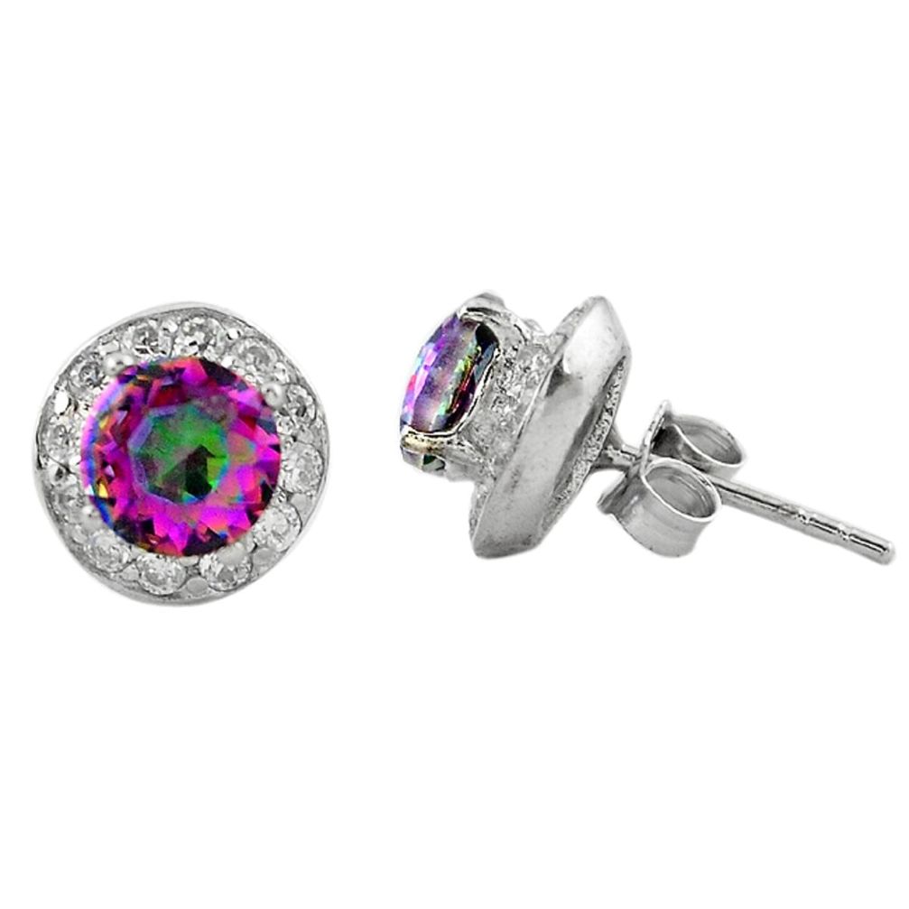 Multi color rainbow topaz topaz 925 sterling silver stud earrings a62456