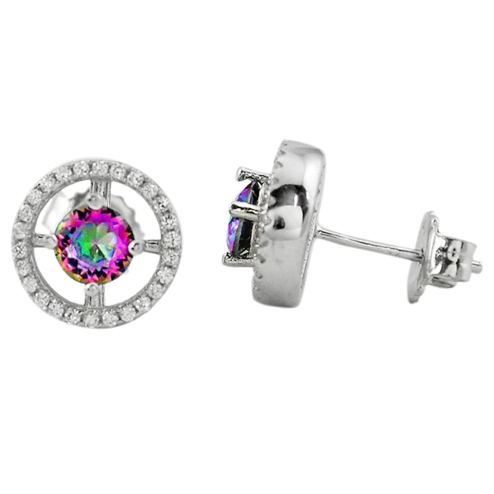 925 sterling silver multi color rainbow topaz white topaz stud earrings a62457