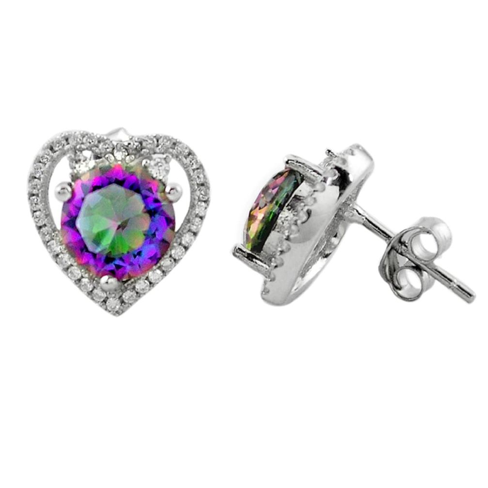 Multi color rainbow topaz topaz 925 sterling silver stud earrings a62459
