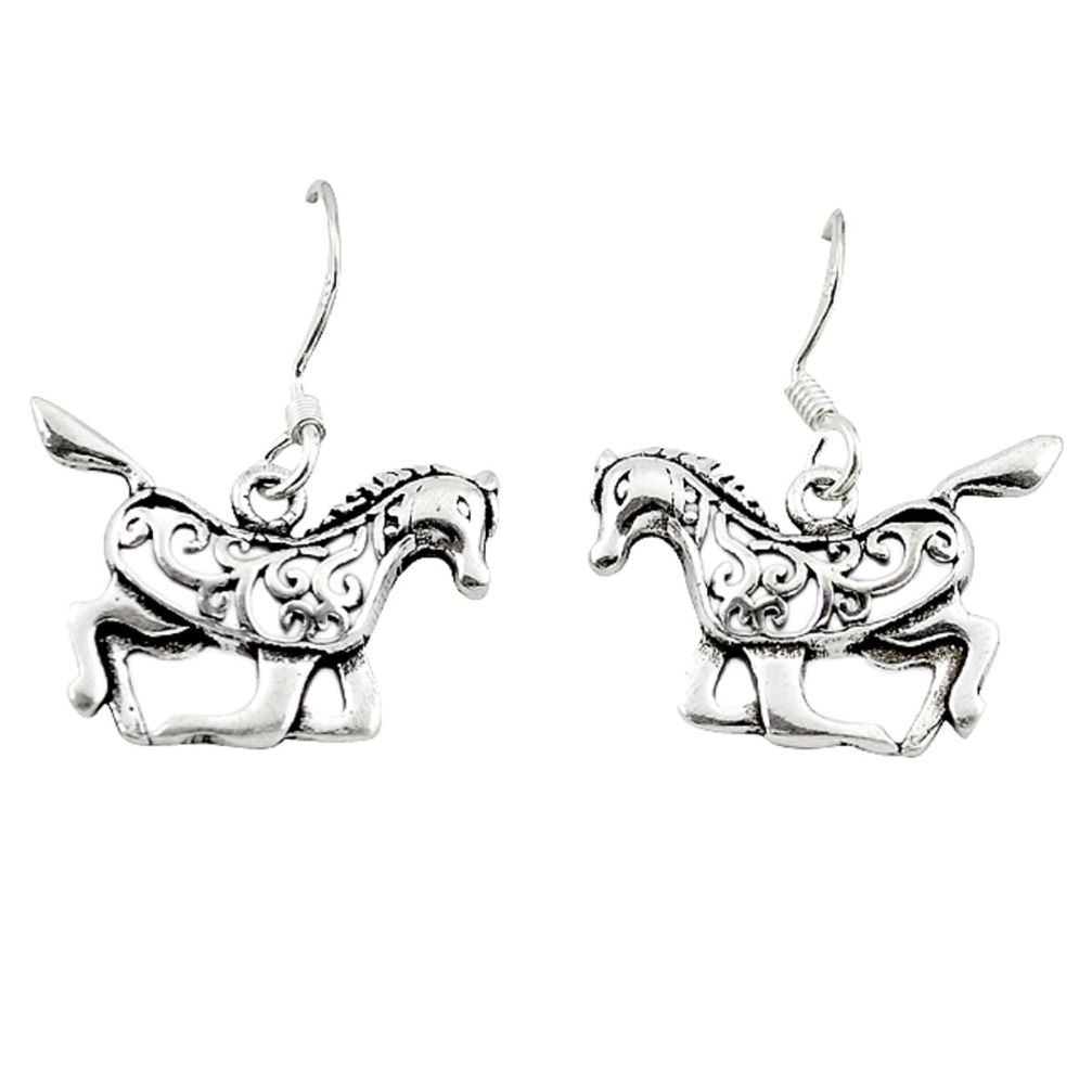 Indonesian bali style solid 925 sterling silver horse ride earrings a62728