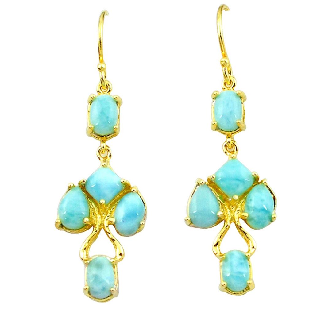 925 silver natural blue larimar 14k gold dangle earrings jewelry a63397