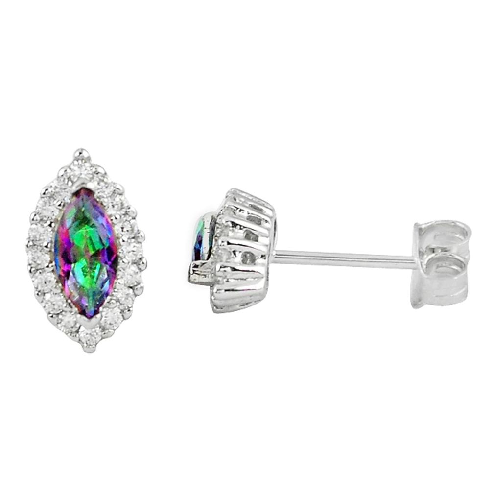 Multi color rainbow topaz topaz 925 sterling silver stud earrings a65894
