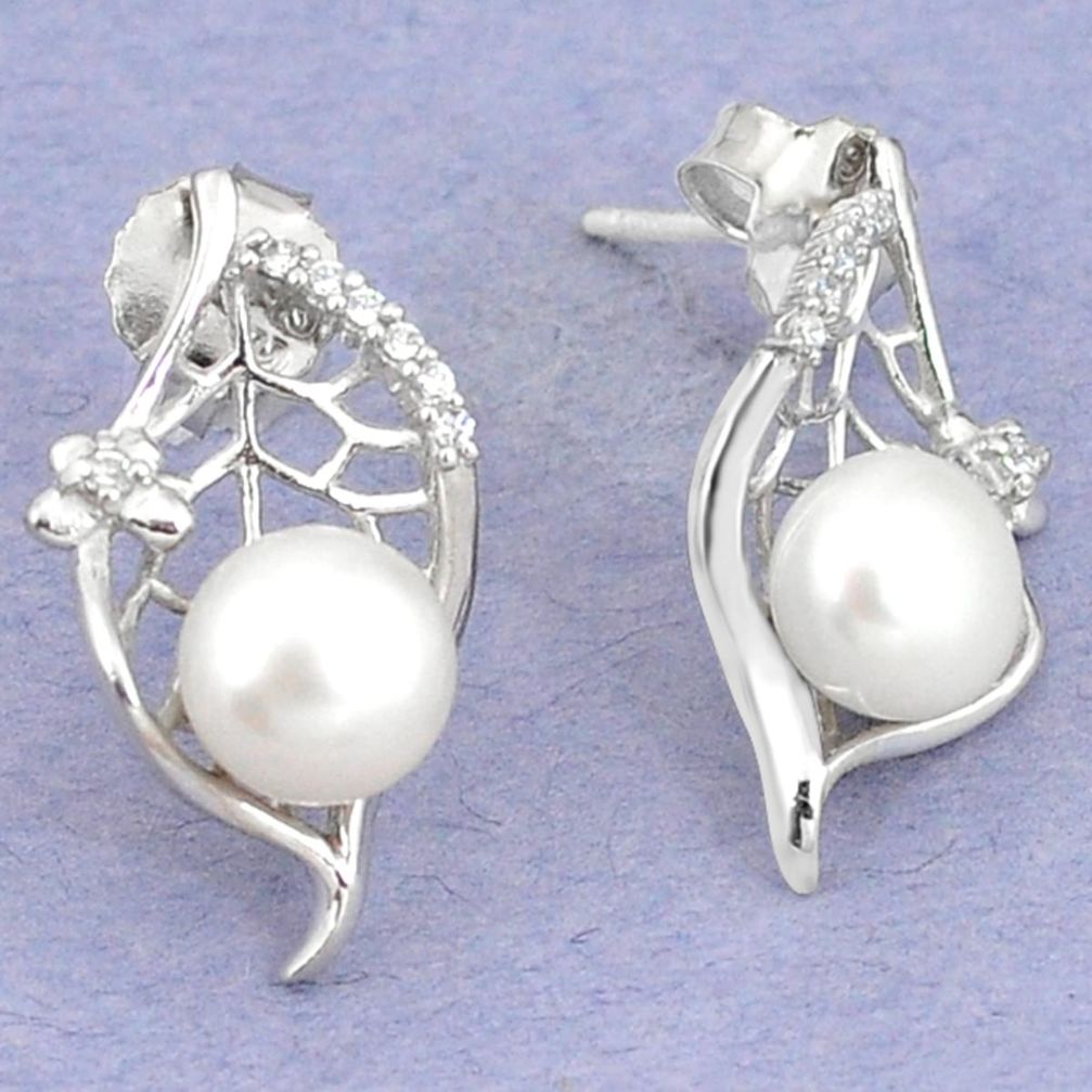 Natural white pearl topaz 925 sterling silver dangle earrings jewelry a66048