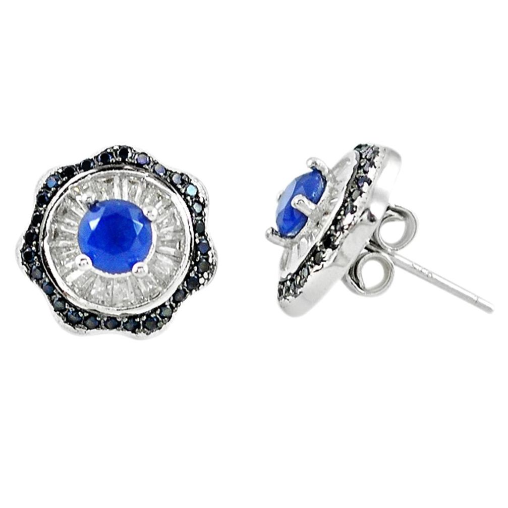 Blue sapphire quartz topaz 925 sterling silver stud earrings jewelry a66272