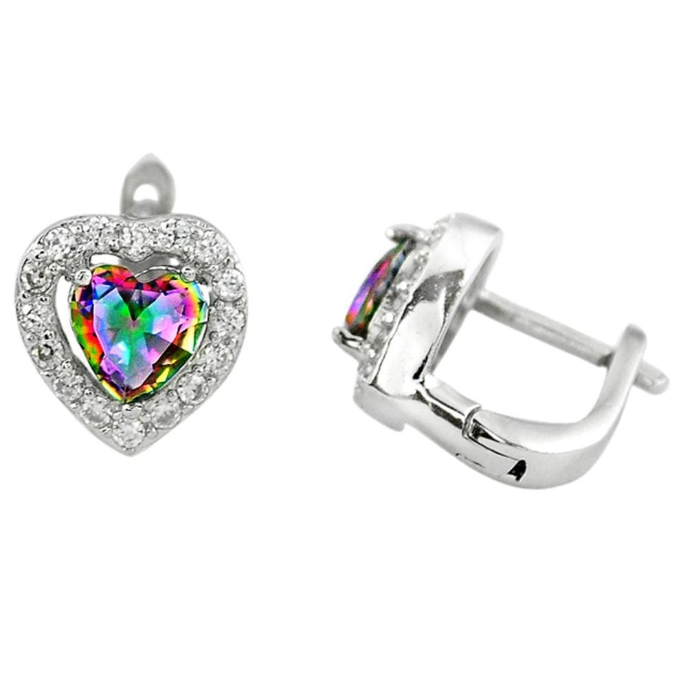 Multi color rainbow topaz topaz 925 sterling silver stud earrings a67175