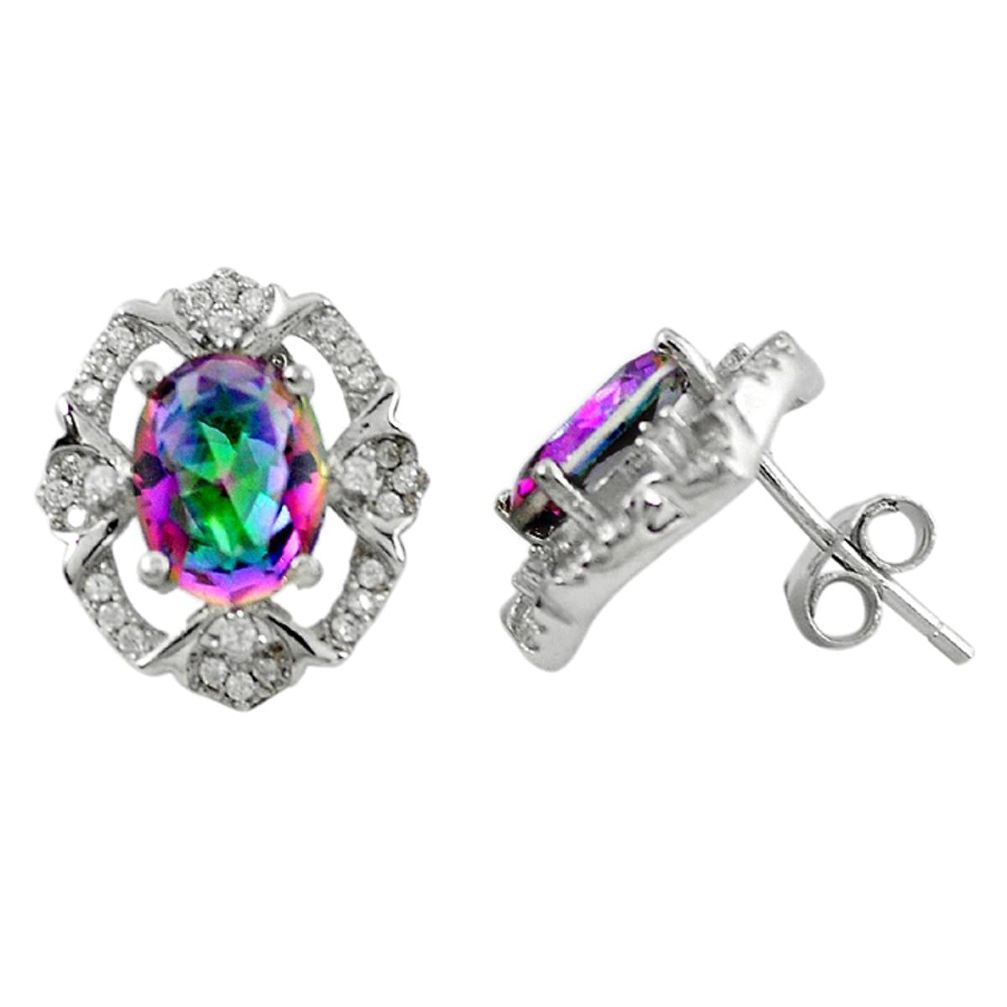 Multi color rainbow topaz topaz 925 sterling silver stud earrings a67196