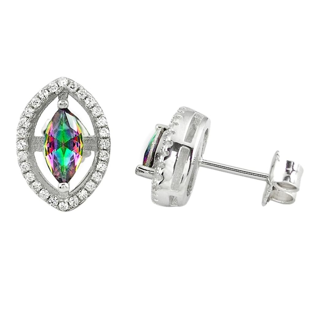 Multi color rainbow topaz topaz 925 sterling silver stud earrings a67239