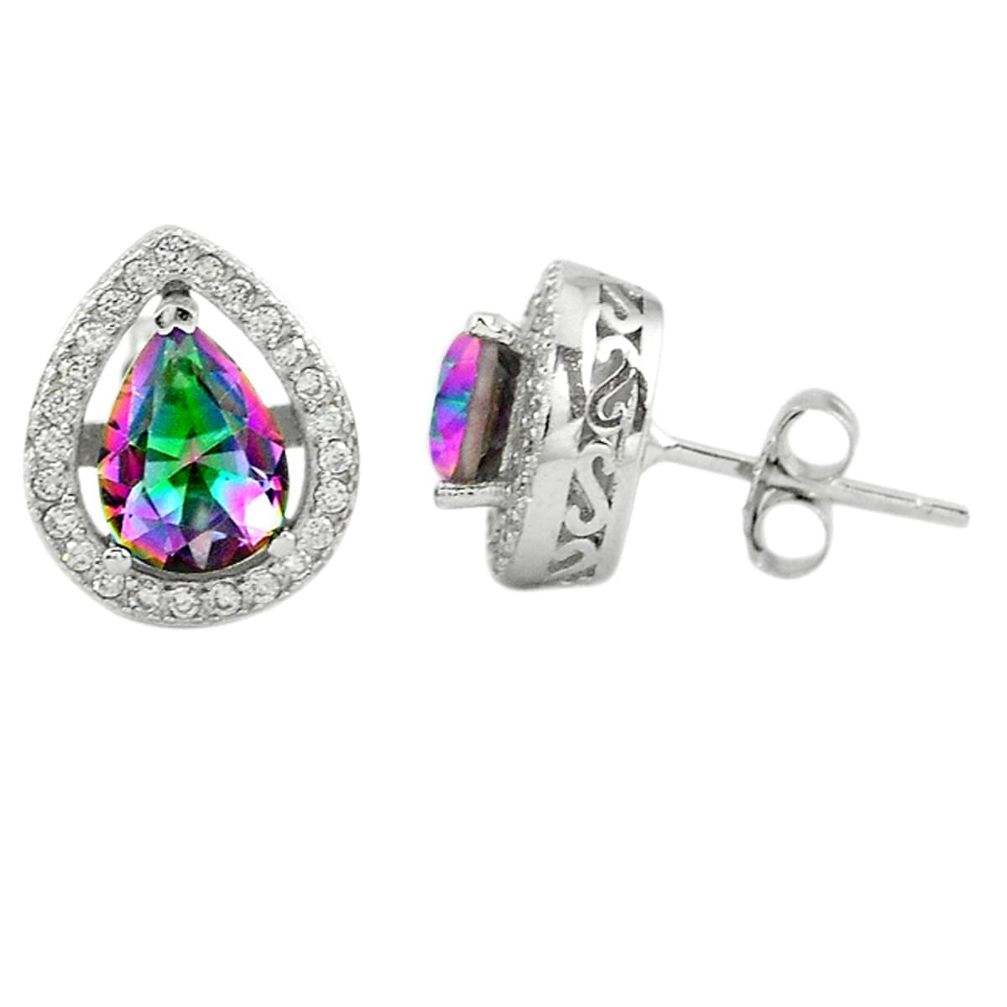 Multi color rainbow topaz topaz 925 sterling silver stud earrings a67241