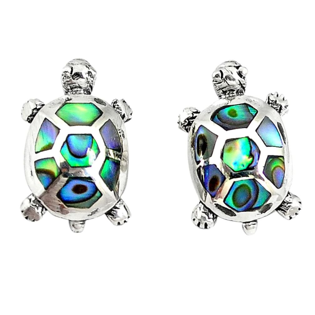 925 silver green abalone paua seashell tortoise earrings jewelry a67777