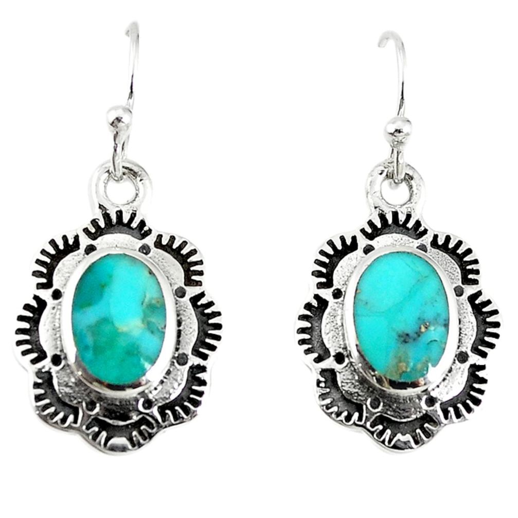 Green kingman turquoise enamel 925 silver dangle earrings jewelry a67848