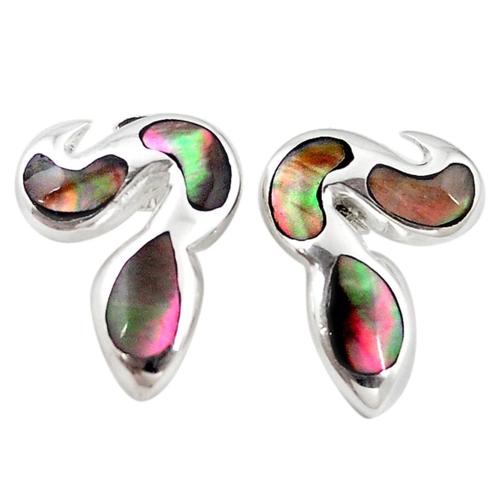 Green abalone paua seashell 925 silver dangle earrings jewelry a69651