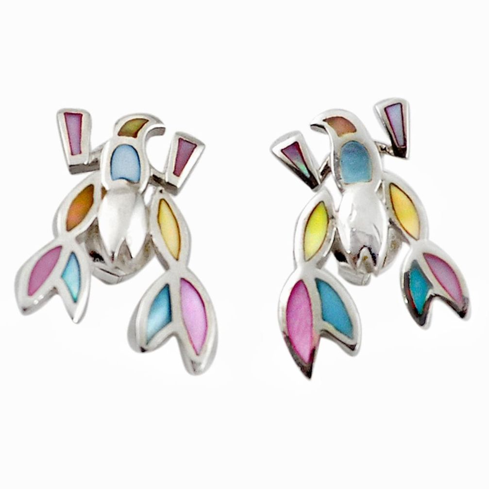 Multi color blister pearl enamel 925 sterling silver dangle earrings a69656